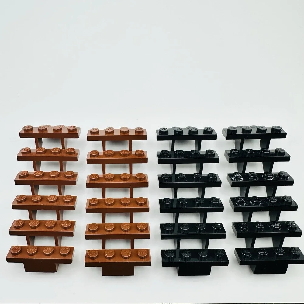 Lego Lot of 2 Brown & 2 Black Steps Stairs 30134 7x4x6 Straight Open Pre-owned‎